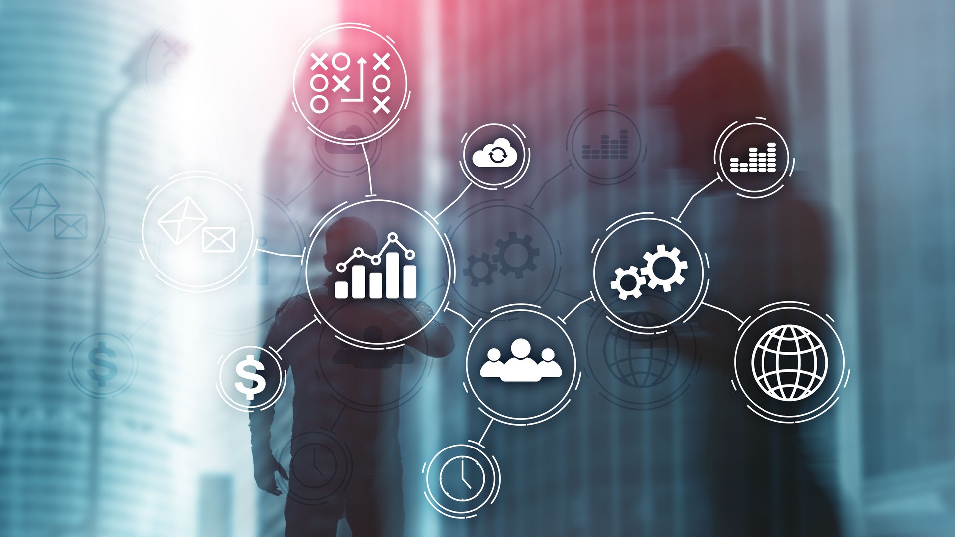 背景をぼかした写真のビジネス プロセス オートメーション コンセプト。